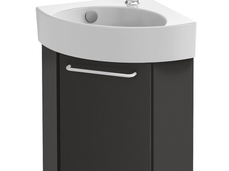 Тумба под раковину Jacob Delafon Odeon Rive Gauche 45 см, цвет серый антрацит глянцевый, ручки на выбор, EB2584D-RX-442/EB2584G-RX-442