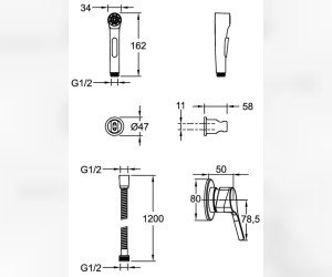 Гигиенический душ Jacob Delafon Elate E24610-CP со смесителем, хром