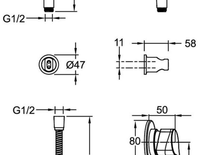 Гигиенический душ Jacob Delafon Elate E24610-CP со смесителем, хром