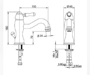 Смеситель Bandini Antico 8521200000 для биде, хром/ручка металлическая Antico