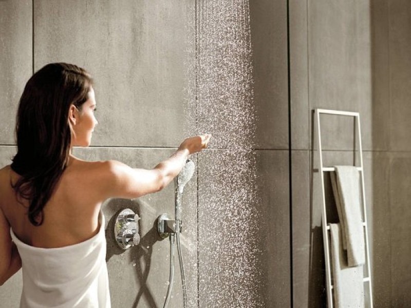 Смеситель Hansgrohe Ecostat S для душа с термостатом, черный матовый, 15758670