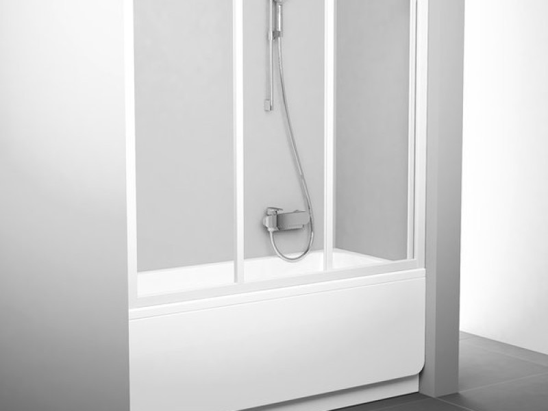 Шторка для ванн Ravak AVDP3-160, профиль белый, витраж транспарент, 40VS0102Z1
