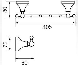 Перекладина с 4-мя крючками L40 см Veragio Gialetta, бронза VR.GIL-6434.BR