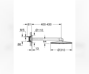 Верхний душ Grohe Rainshower SmartActive 310 26475000, 31х31 см, 2 режима струи, с держателем, хром