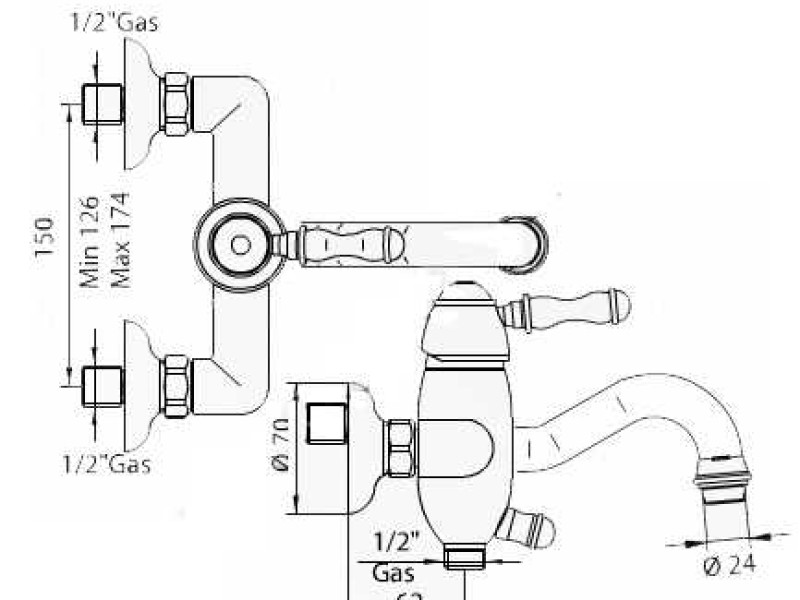 Смеситель Bandini Antico 855120JJ00 для ванны/душа, медь/металлическая Antico