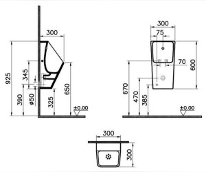 Писсуар Vitra S20 5461B003-5330 подвесной с сенсорным управлением