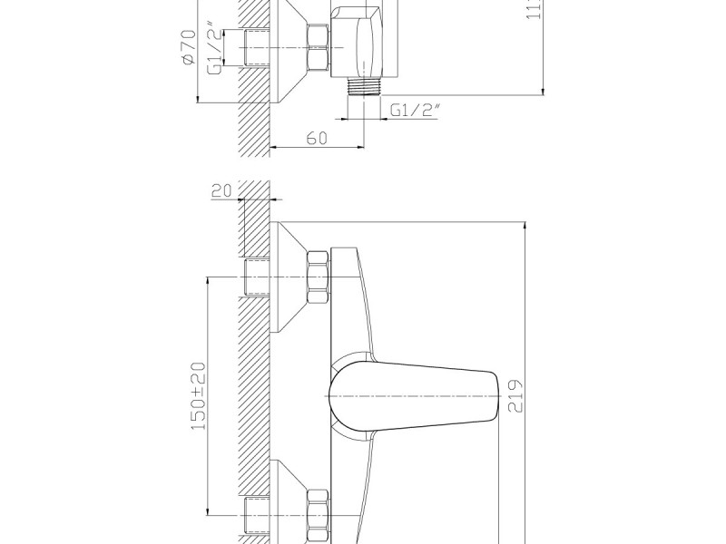 Смеситель Rossinka S35-41 для душа