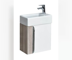 Тумба с раковиной Акватон Вита, 1A2214K1VTD70, 45 х 45 см, цвет фасада - белый/ясень шимо