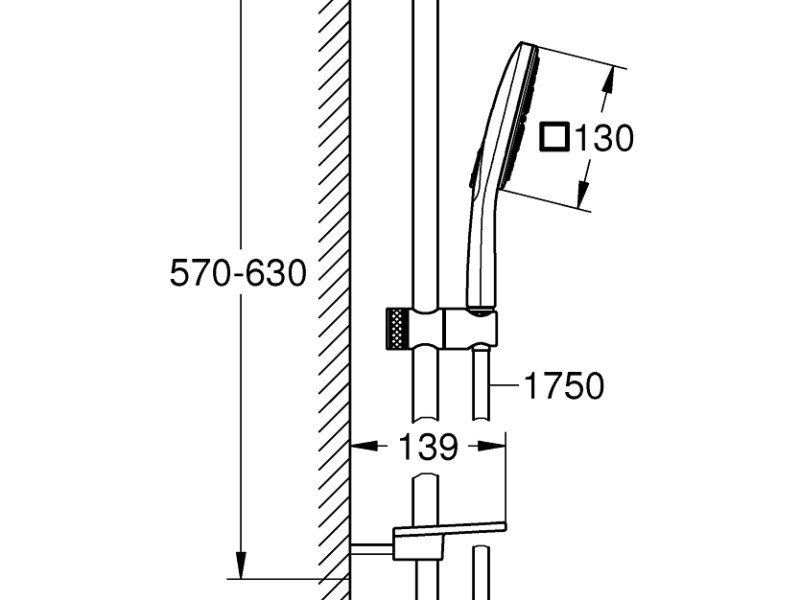 Душевой гарнитур Grohe Rainshower SmartActive 130 Cube, 26584000, хром