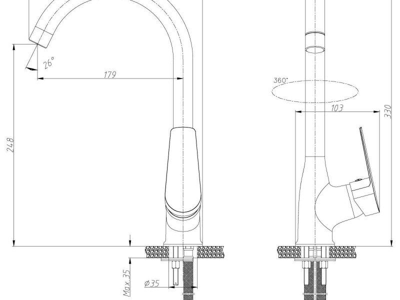 Смеситель Rossinka S35-23 для кухни