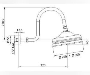 Верхний душ Bandini Antico 647350JJ06, 30x30 см, 1 режим струи, с держателем, медь