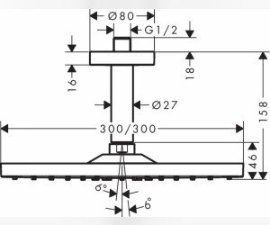 Верхний душ Hansgrohe Raindance E 300 Air 1jet 26250700, белый матовый
