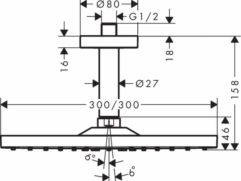 Верхний душ Hansgrohe Raindance E 300 Air 1jet 26250700, белый матовый