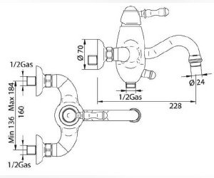 Смеситель Bandini Antico 855120ZZSF для ванны/душа, цирконий/ручка металлическая Antico