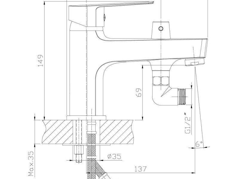 Смеситель для ванны Rossinka S35-38 на борт ванны