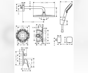 Душевая система скрытого монтажа Hansgrohe Crometta E 240 1jet с однорычажным смесителем, хром, 27957000