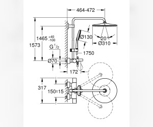 Душевая система Grohe Rainshower SmartActive 310 26657000 с термостатом и изливом, хром