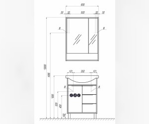 Шкаф-зеркало Акватон Рико 65 см 1A215202RIB90