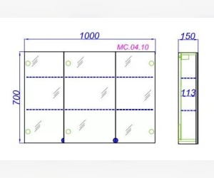 Зеркальный шкаф Aqwella MC.04.10, 100 см
