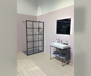 Душевое ограждение Kermi WALK-IN Dark Edition XD WW2 14020 3PK, 138-140 x 200 см с опорой, черный soft+декор, решетка металл, прозрачное стекло + Kermiclean