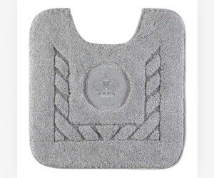 Коврик для WC Migliore, вышивка логотип КОРОНА, серый, окантовка серебро, 60 х 60 см, 30762