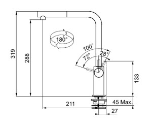 Смеситель Franke NEPTUNE STYLE, 115.0263.152, для кухни, с выдвижным изливом, хром