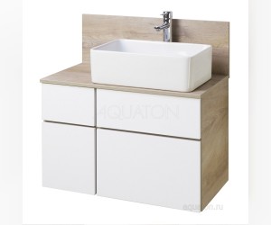 Тумба под раковину Акватон Мишель 80 см, дуб эндгрейн, белый, 1A244501MIX40