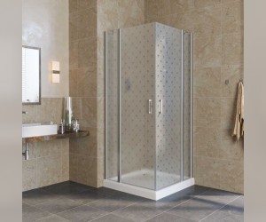 Душевой уголок Vegas Glass EFA Lux, 110 x 110 x 199.5 см, профиль матовый хром, стекло флёр-де-лис