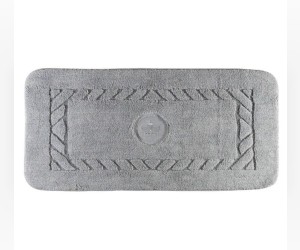 Коврик для ванной комнаты Migliore, вышивка логотип КОРОНА, серый, окантовка серебро, 70 х 140 см, 30753