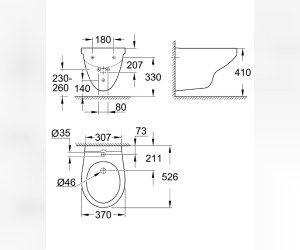 Подвесное биде Grohe Bau Ceramic 39433000