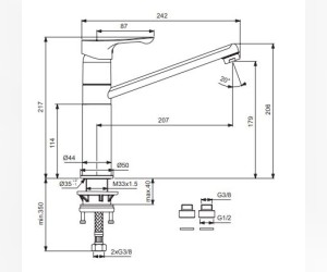 Смеситель для кухни Vidima Wave BA418AA, хром