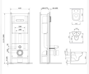Инсталляция Am.Pm Awe, IS30251.801700 с подвесным унитазом Like, клавиша Start S хром глянец, крышка микролифт