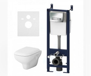 Инсталляция Am.Pm Awe, IS30251.801700 с подвесным унитазом Like, клавиша Start S хром глянец, крышка микролифт