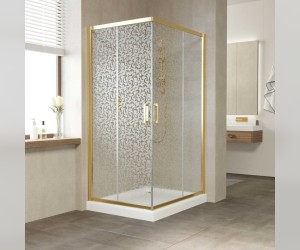 Душевой уголок Vegas Glass Za-F 90 x 80 x 190 см, профиль золото, стекло фея
