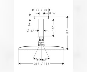 Верхний душ Hansgrohe Raindance Air 27380000, 25х15 см, 1 режим струи, с держателем