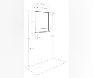 Зеркало Акватон Лофт Урбан 65 см с полкой, дуб орегон, 1A254102LQX50