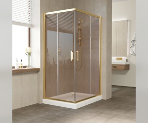 Душевой уголок Vegas Glass Za-F 90 x 80 x 190 см, профиль золото, стекло бронза