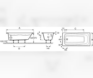 Акриловая ванна Jacob Delafon Patio 170-70 E6812RU-01