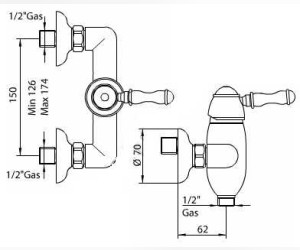 Смеситель Bandini Antico 858620YY00 для душа, бронза/ручка керамическая Antico