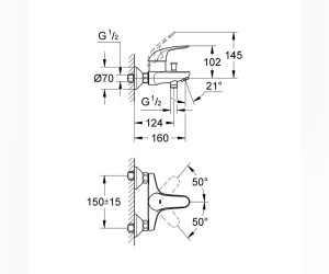 Смеситель Grohe Euroeco 32743000 для ванны и душа, хром