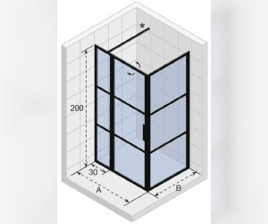Душевой уголок Riho Grid XL GB203, GB2110080, 110 х 80 см, стекло прозрачное, профиль черный с панелью 30 см
