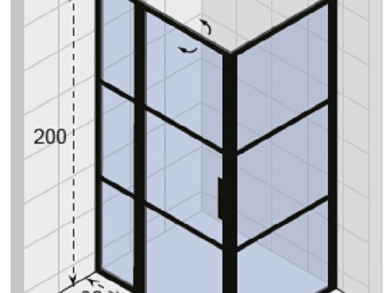 Душевой уголок Riho Grid XL GB203, GB2110080, 110 х 80 см, стекло прозрачное, профиль черный с панелью 30 см