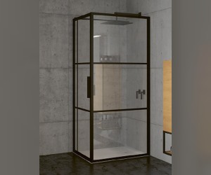 Душевой уголок Riho Grid XL GB203, GB2110080, 110 х 80 см, стекло прозрачное, профиль черный с панелью 30 см