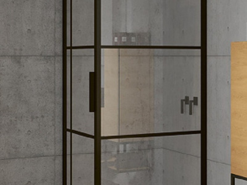 Душевой уголок Riho Grid XL GB203, GB2110080, 110 х 80 см, стекло прозрачное, профиль черный с панелью 30 см