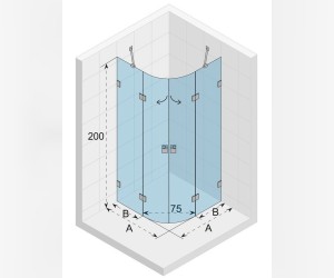 Душевой уголок Riho SZ Scandic NXT X309, 117x117x200 см, цвет профиля черный, стекло прозрачное, левый/правый, GX04703B0