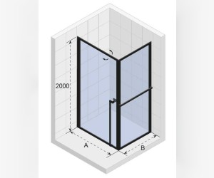 Душевой уголок Riho Lucid GD201 GD209B080 90 x 80 x 200 см, стекло прозрачное, профиль черный матовый