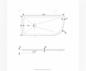 Душевой поддон RGW ST/A L/R – 0129G 16154129-02L/R 90 x 120 см, асимметричный, цвет серый, из искусственного камня