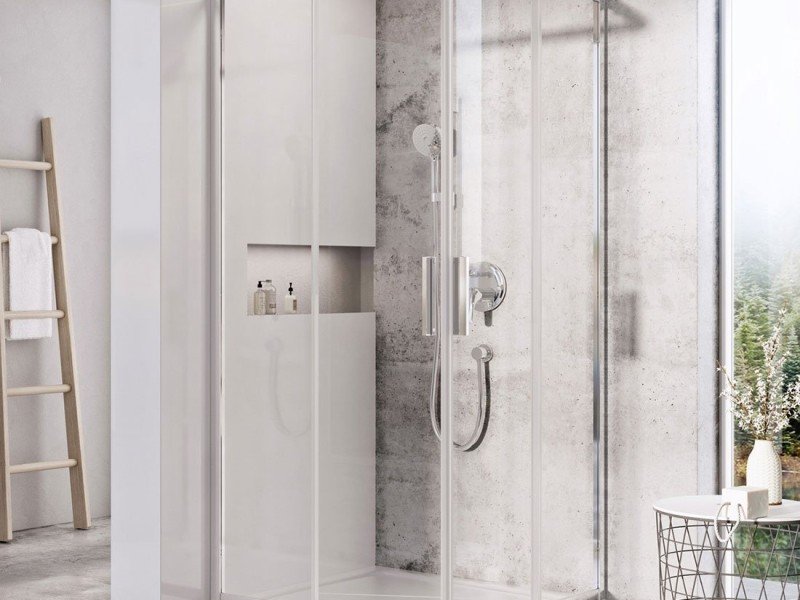 Душевой уголок Ravak Blix Slim BLSRV2-90, 90 х 90 см, профиль блестящий ,витраж транспарент, X1LM70C00Z1