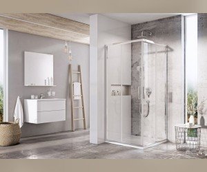 Душевой уголок Ravak Blix Slim BLSRV2-90, 90 х 90 см, профиль блестящий ,витраж транспарент, X1LM70C00Z1