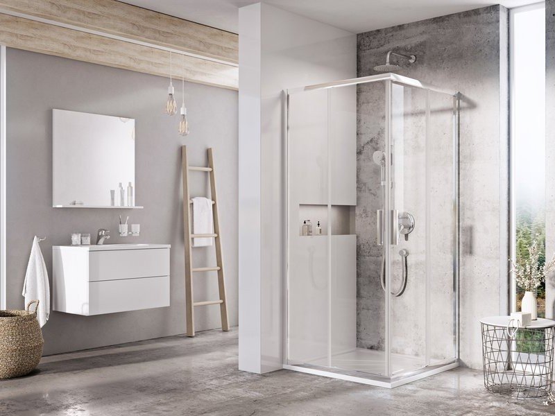 Душевой уголок Ravak Blix Slim BLSRV2-90, 90 х 90 см, профиль блестящий ,витраж транспарент, X1LM70C00Z1